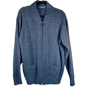 Vintage Northern Isles Men's Gray Knit Zip-Up Sweater Size Large Grandpacore